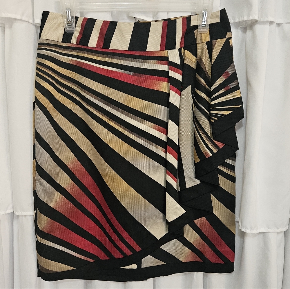 Worthington Side Ruffle Skirt - Black, Red, Gold